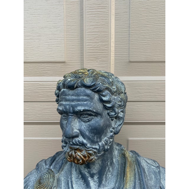 Vintage Classical Plaster Male Bust Sculpture of Roman Emperor Antoninus Pius For Sale - Image 4 of 9