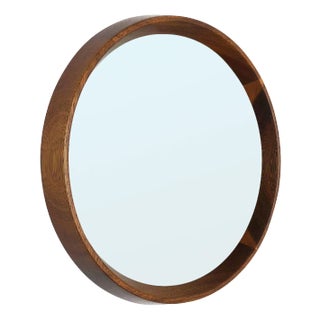 Crystal Glass and Oak Wood Mirror from Luxus Vittsjö, 1960s For Sale