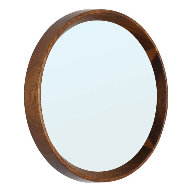Crystal Glass and Oak Wood Mirror from Luxus Vittsjö, 1960s For Sale