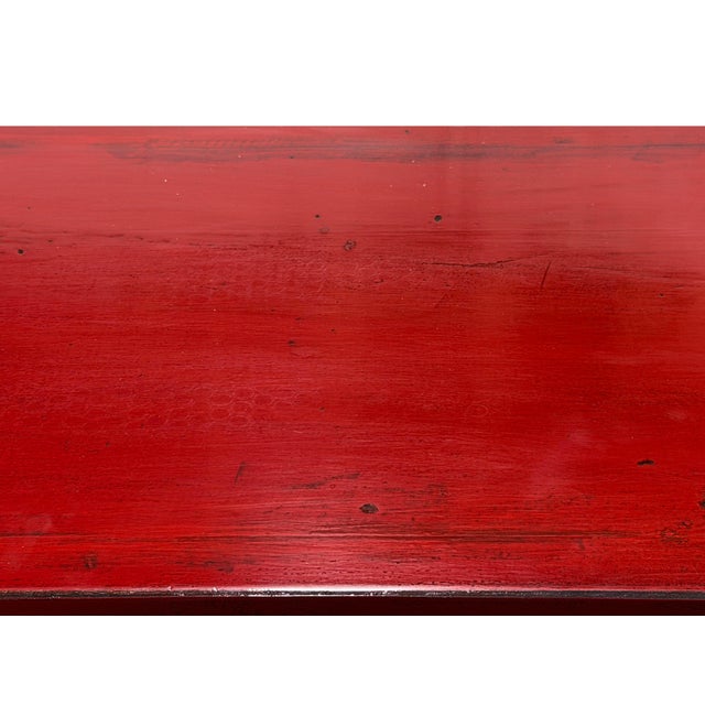 Distressed Brick Red Drawers Doors Sideboard Credenza Console Table For Sale - Image 14 of 18
