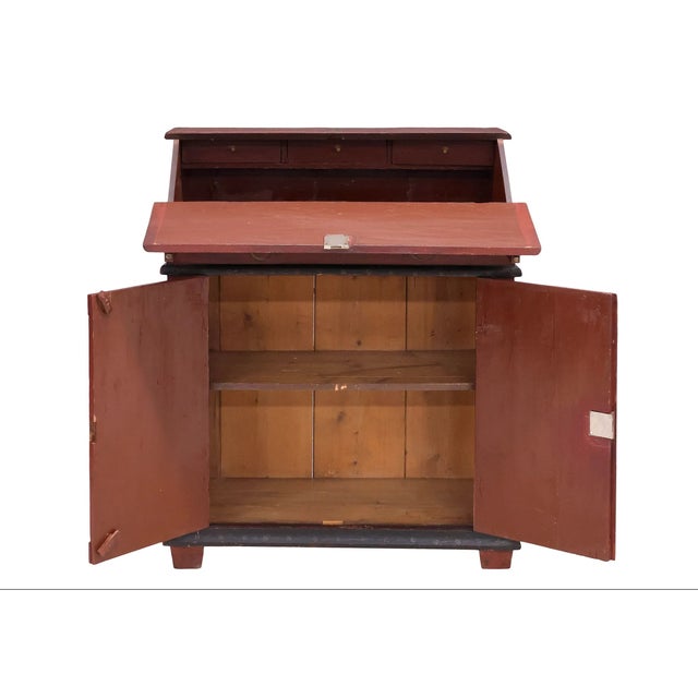 19th C. Continental Painted Slant-Front Secretary With Figural Scenes For Sale - Image 4 of 8