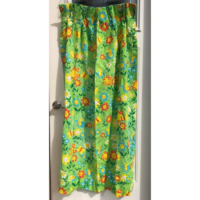 1960s Vintage Bright Green Floral Curtains a Pair Chairish