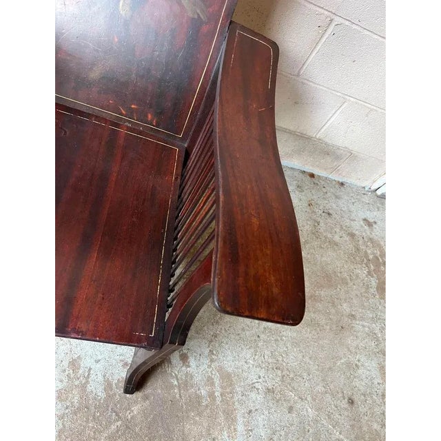 American Antique American Empire Style Bentwood & Spindle Floral Hand Painted Back Library Armchair For Sale - Image 3 of 18