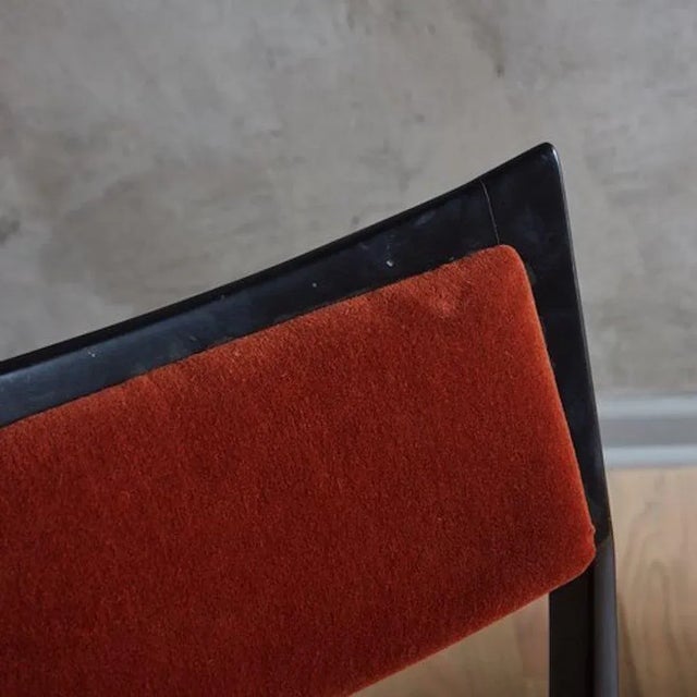 Wood Set of 4 Wood Frame Dining Chairs in Rust Velvet, Italy 1960s For Sale - Image 7 of 12