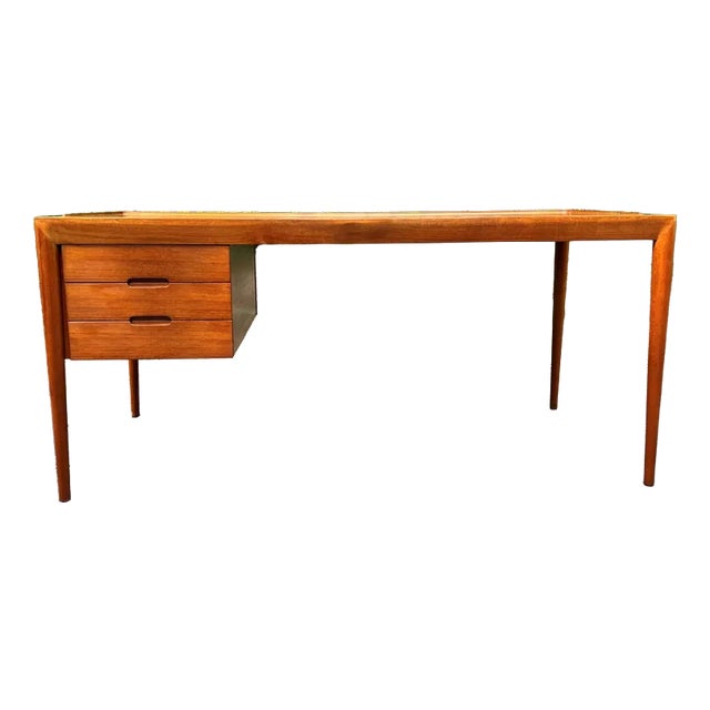 Teak Desk by E.R. Hansen / Haslev for Haslev Møbelsnedkeri, 1950s For Sale