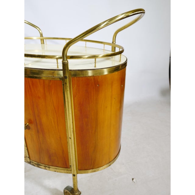 Mid-Century Bar Cart in Walnut and Brass, Italy, 1950s For Sale - Image 9 of 13