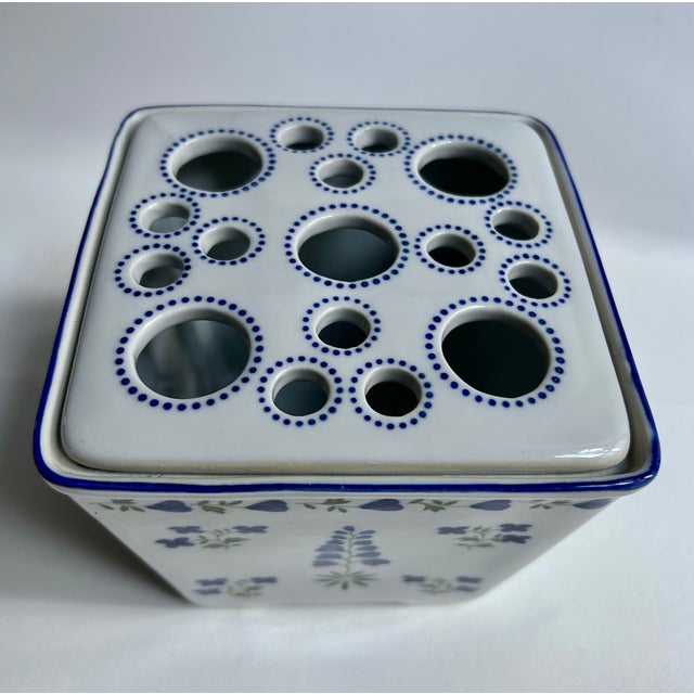 Vintage Andrea for Sadek "Blue Lupine" Porcelain Flower Brick For Sale - Image 12 of 17