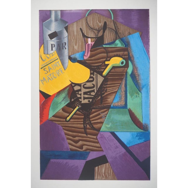 Juan Gris Cubist composition with pipe and newspaper, 1974 Color lithography (Mourlot workshop) according to an oil from...