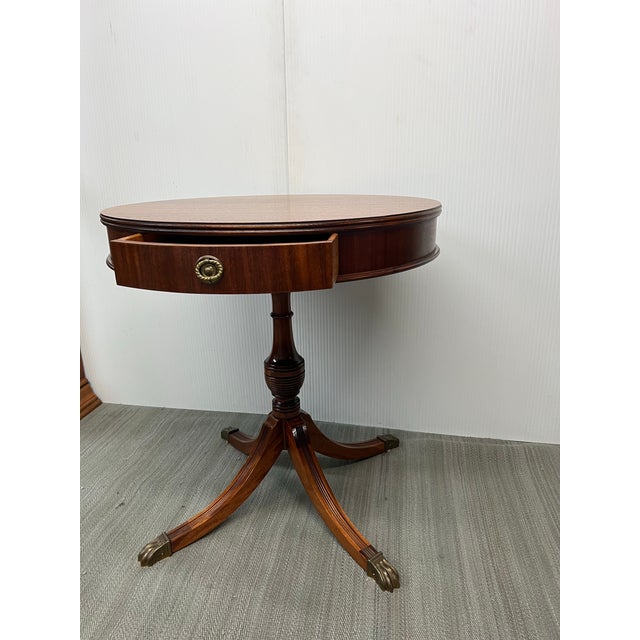 Brown Vintage Duncan Phyfe Drum Table For Sale - Image 8 of 11