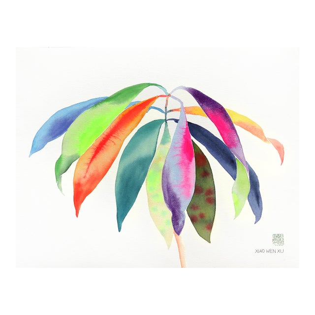 Rainbowland Bruguiera - Vibrant Colorful Still Life Painting on Paper Original Artwork by Xiao Wen Xu For Sale