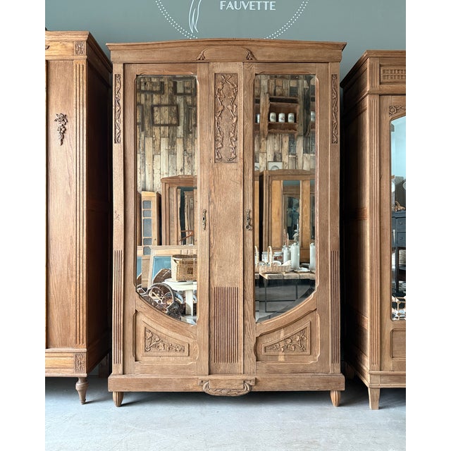 Large Art Nouveau Oak Wardrobe, 1890s For Sale - Image 12 of 12