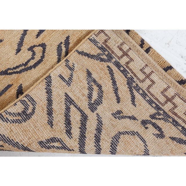 Early 21st Century Modern Tibetan Wool Rug with Abstract Tiger Motif and Greek by Doris Leslie Blau For Sale - Image 5 of 5