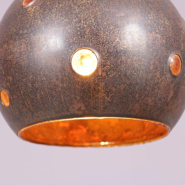 Copper with Glass Round Hanging Lamp by Pfeil & Putzler, Germany, 1970s For Sale - Image 6 of 10