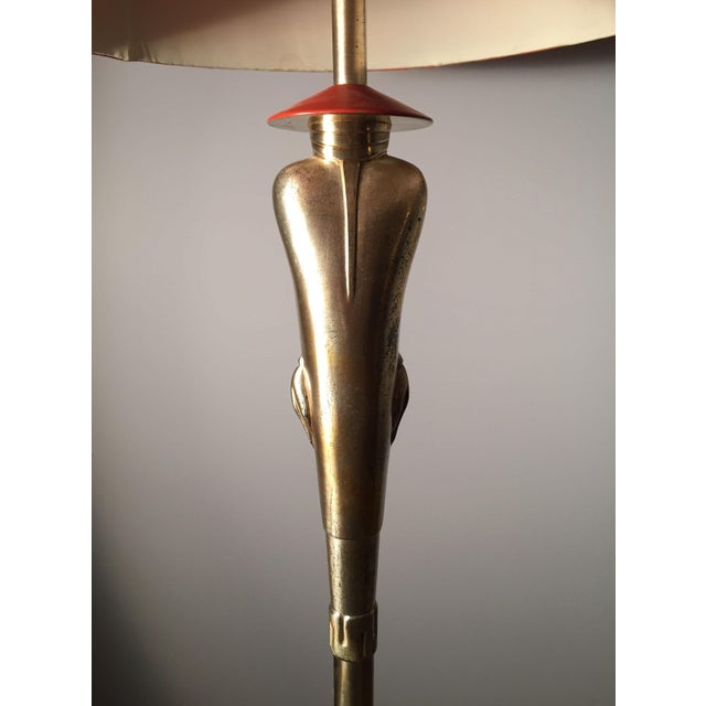 Brass Pair of Vintage Art Deco Viktor Schreckengost Chinoiserie Floor Lamps For Sale - Image 8 of 9