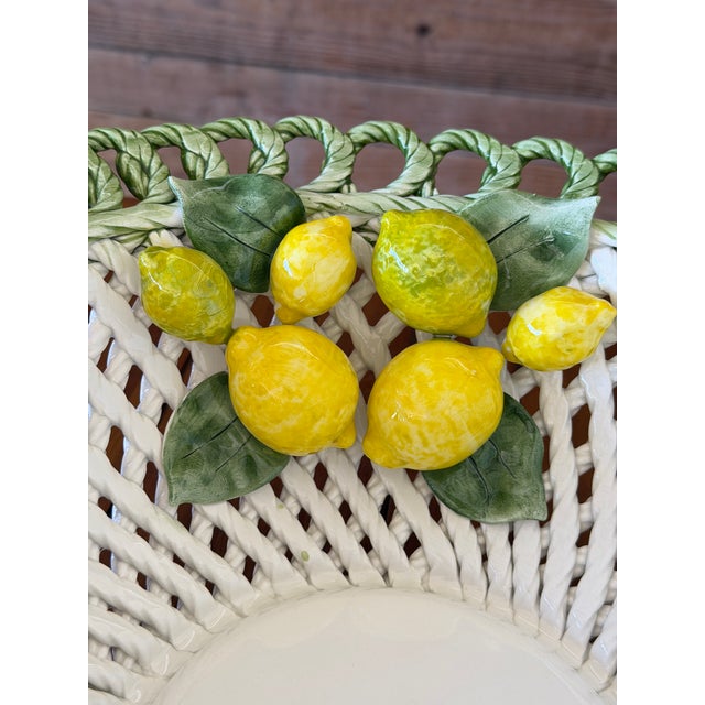 White Handcrafted Italian Ceramic Lemon Basket Bowl by Lanzarin Ceramiche For Sale - Image 8 of 12