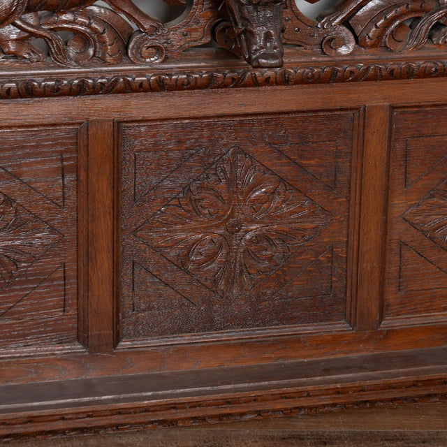 19th Century Carved Oak Wall Shelf With Boar’s Head and Griffins For Sale - Image 10 of 12