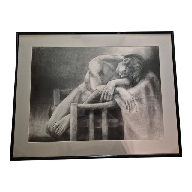 1991 Ruth Todd Original Framed Charcoal Figurative Drawing – Colorado Modernist For Sale