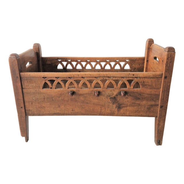 Antique Cot in Carved Wood For Sale
