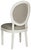 2020s French Brasserie Linen Oval 19''H Side Chair With Silver Nailheads in Light Grey & Cream - a Pair For Sale - Image 5 of 7