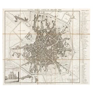 19th Century Map of Milan (Italy) - Antonio Tua, 1840 For Sale