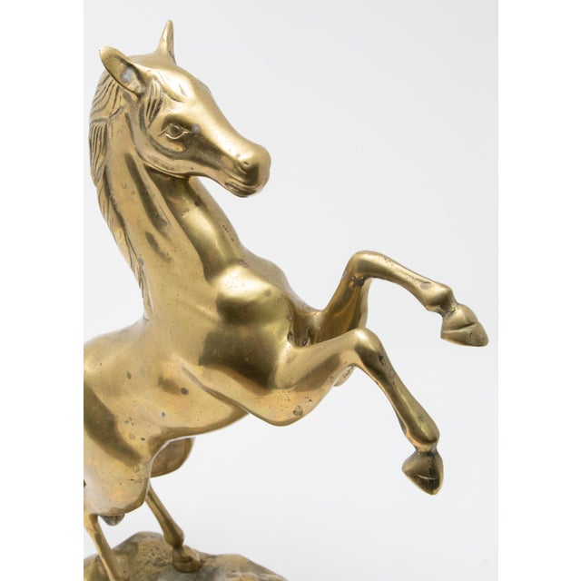 Mid 20th Century Solid Brass Raring Horse Figure For Sale - Image 5 of 13