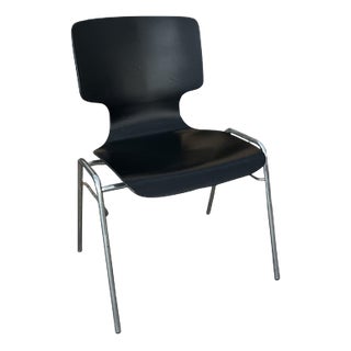 Vintage Ebonised Form Dining Chair with Chrome Legs, 1970s For Sale