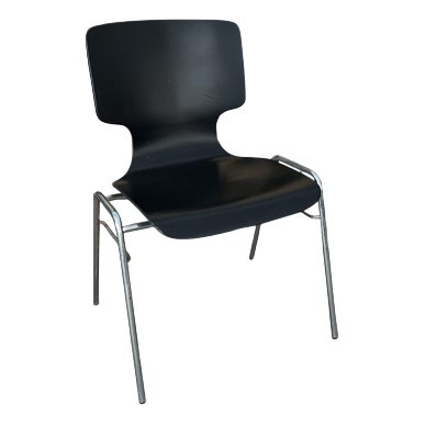 Vintage Ebonised Form Dining Chair with Chrome Legs, 1970s For Sale