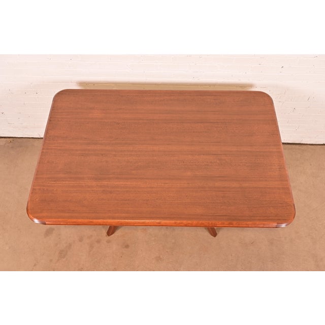 Wood John Widdicomb Art Deco Walnut and Burl Wood Dining Table, Newly Refinished For Sale - Image 7 of 13