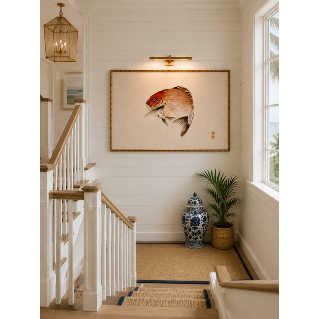 Tai (Red Seabream) by Kōno Bairei, Vintage Japanese Woodblock Print Reproduction, 60" X 40" For Sale - Image 9 of 10