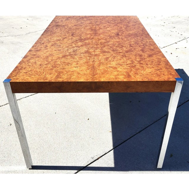 1950s Harvey Probber MCM Burl Dining Conference Table 2 Leaves For Sale - Image 5 of 11