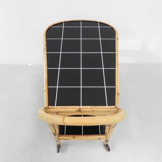 Bamboo Serving Trolley on Castors, 1950s For Sale - Image 17 of 18