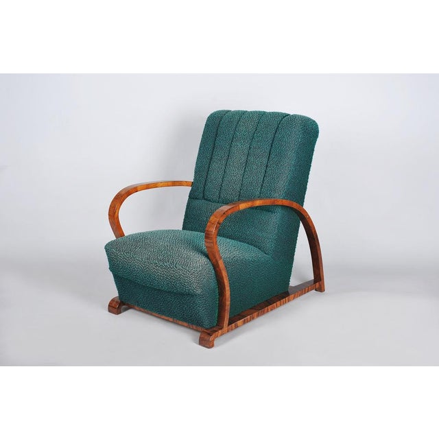 Art Deco Armchair in Walnut and Fabric, Czech, 1920s For Sale - Image 10 of 10