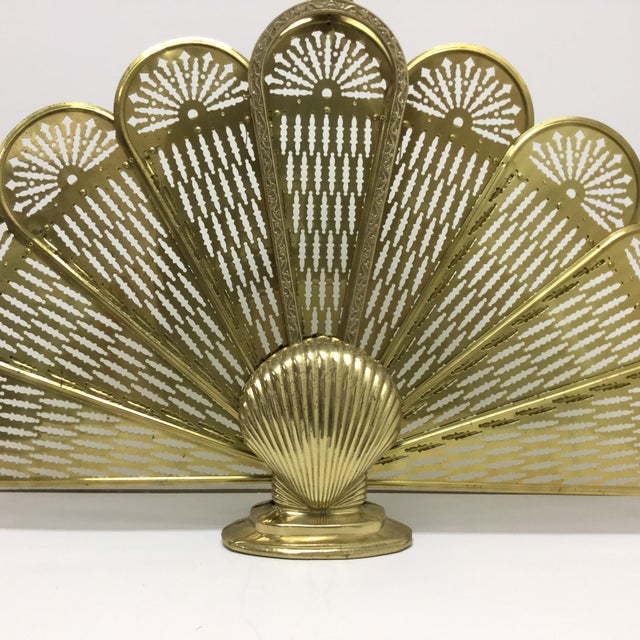 Vintage Peacock Shell Brass Fan Fireplace Screen Chairish
