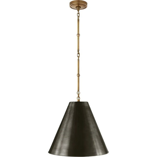 Goodman Small Hanging Light in Hand-Rubbed Antique Brass with Bronze Shade Designer: Thomas O'Brien Min. Custom Height:...