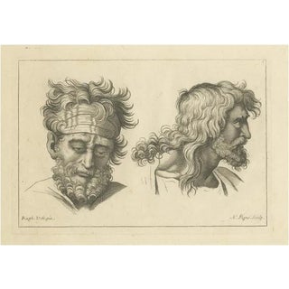 Pigné, Reflective Resilience: Profiles, 1740, Engraving For Sale