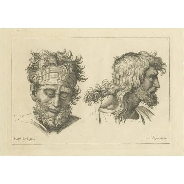 Pigné, Reflective Resilience: Profiles, 1740, Engraving For Sale