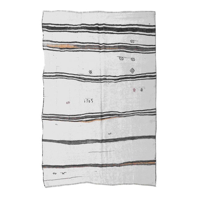 Vintage Decorative Hemp Kilim Rug - 6`2" X 8`2" For Sale