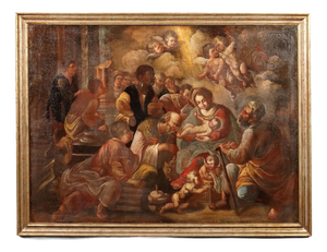 Italian Artist, The Adoration of the 3 Wise Men, 1600s, Oil on Canvas