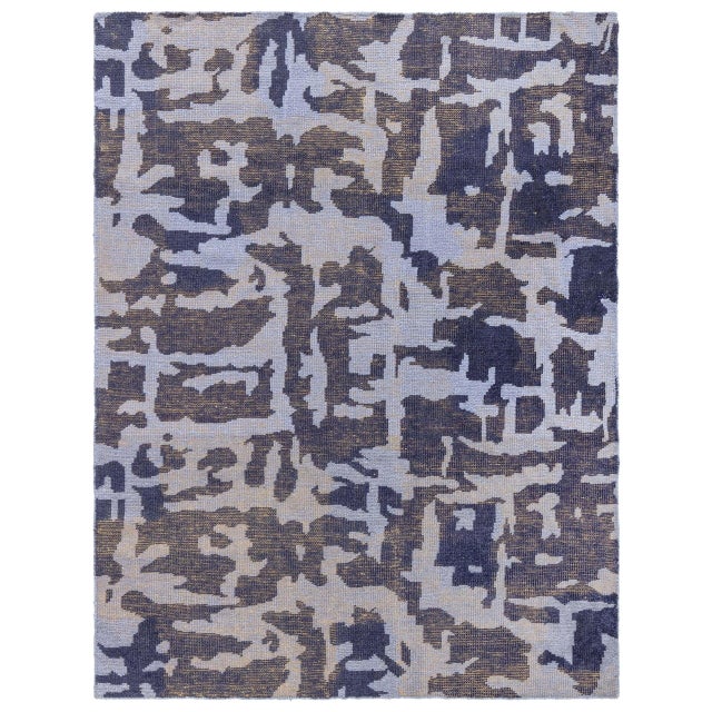 Contemporary Abstract Blue Purple Flat Weave Rug by Doris Leslie Blau For Sale