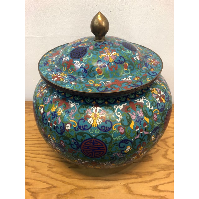 Antique Asian Cloisonné Enameled Vase With Lid Chairish