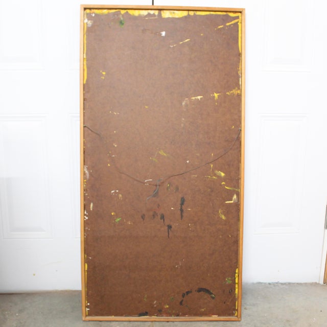 Mid-Century Modern 1970s Large Signed Oil Painting on Board | European Canal For Sale - Image 3 of 7