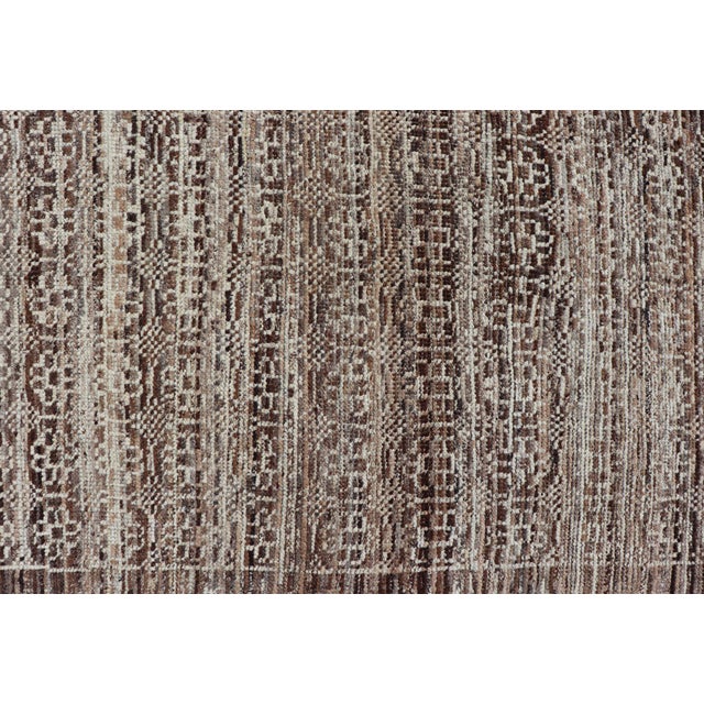 Textile Modern Hand-Knotted Khotan Rug in Wool With Geometric Design in Brown and Ivory 10'1 X 13'1 For Sale - Image 7 of 12