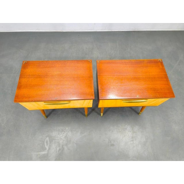 Mid-Century Modern Czech Nightstands with Glass Tops, 1960s, Set of 2 For Sale - Image 13 of 18