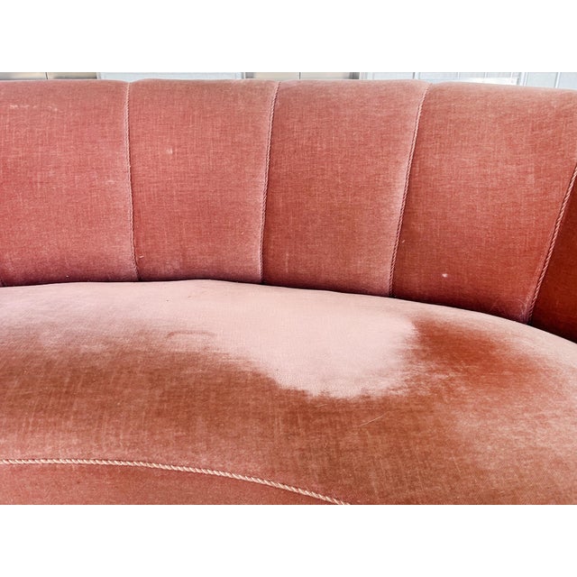 Pink Midcentury Danish Modern Banana Sofa in the Style of Viggo Boesen For Sale - Image 8 of 12
