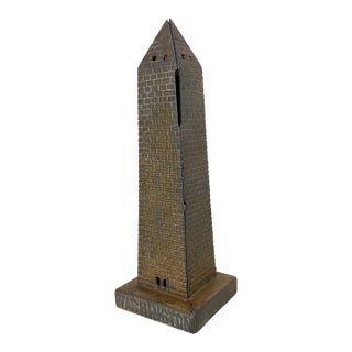 Rare Antique Original A. C. Williams Washington Monument Cast Iron Still Bank For Sale