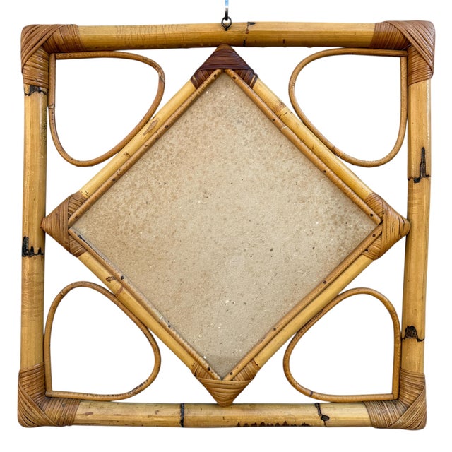 Vintage French Rattan Mirror, 1970s For Sale - Image 6 of 11