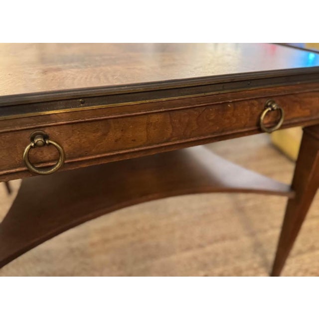 Baker Furniture Company 1950s Vintage Baker Furniture Neoclassical Single Drawer Walnut Table - Original Condition - 1955 For Sale - Image 4 of 11