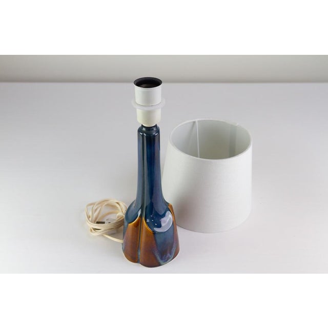 Danish Modern Blue and Brown Ceramic Table Lamp by E. Johansen for Søholm, 1960s For Sale - Image 16 of 18