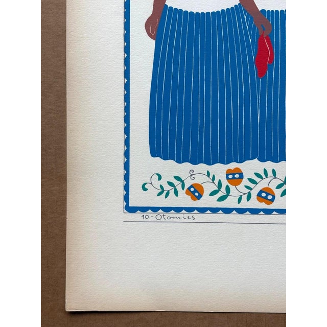Expressionism Carlos Mérida Silkscreen Print, "Otomies, Estado de Mexico" in 16 x 20 Mat, 1945 For Sale - Image 3 of 4