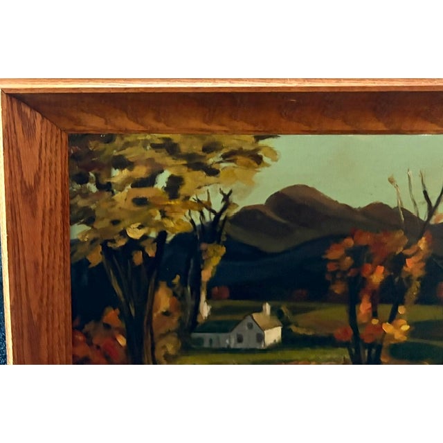 Mid Century Autumn Landscape Oil Painting in Original Wood Frame - Pennsylvania - Signed For Sale - Image 4 of 7